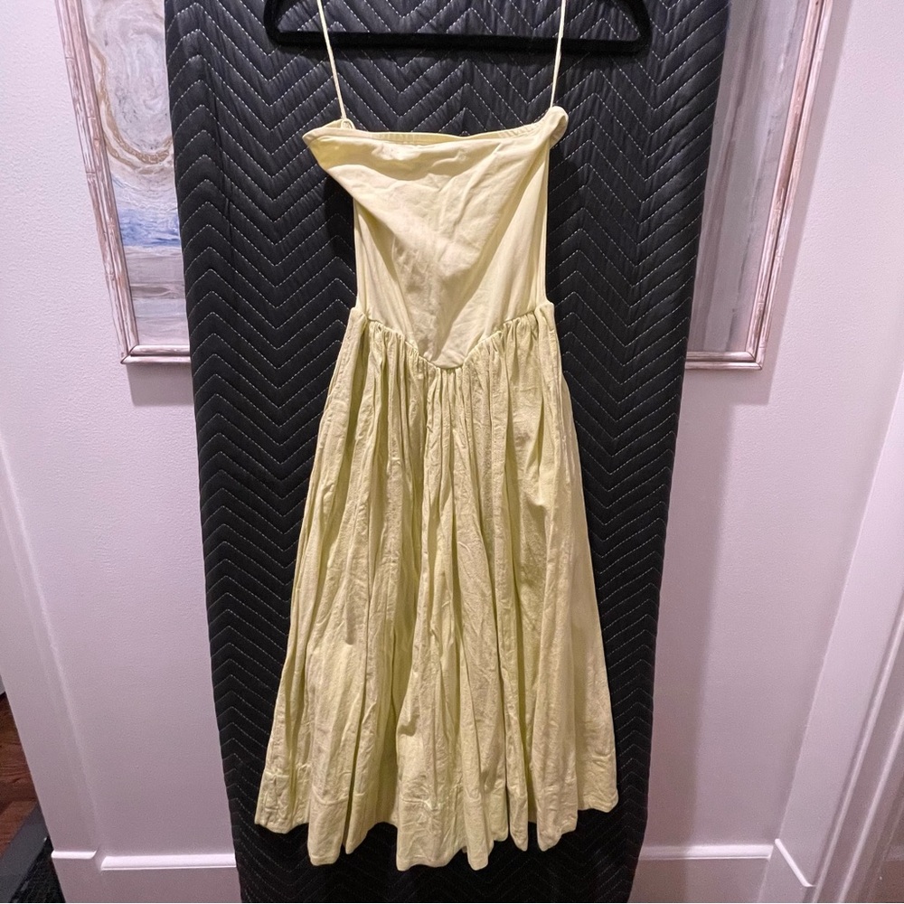 Free People Light Yellow Strapless Midi Dress